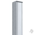 Aluminium paal 9x9x186 cm blank (incl kap en houten kern)