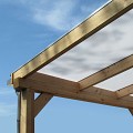 Pext Veranda Douglas - 8240x4500 muuraanbouw - staanders 18x18 cm - blank aluminium - polycarbonaat opaal