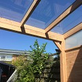 Pext Veranda Douglas - 5800x3000 muuraanbouw - staanders 14x14 cm - wit - gelaagd glas