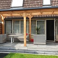 Pext Veranda Douglas - 3060x2500 vrijstaand - staanders 14x14 cm - wit - polycarbonaat opaal