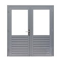 Hardhouten dubbele 1-ruits deur Prestige met dubbelglas, 202x221 cm, grijs gegrond