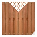 Keruing tuinscherm recht 15L 13mm 39x1800x1800mm met V-trellis / V-groef / RVS bc
