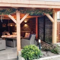Keruing FSC tuinscherm "Royal" recht shutter 27L 15mm verstelbaar 68x900x1800mm [zwart]