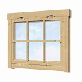 Uitzetraam+kozijn met roedes W3 enkel glas