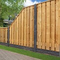 Tuinscherm Enschede verloop, groen geïmpregneerd grenen, RVS-geschroefd, 21-planks (19+2) 180x180/90 cm