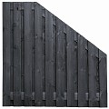 Tuinscherm Stuttgart verloop, zwart gespoten vuren, RVS-geschroefd, 21-planks (19+2) 180x180/90 cm