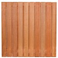 Tuinscherm Dronten, keruing hardhout, RVS-geschroefd, 21-planks (19+2) 180x180 cm