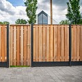 Tuinscherm Dronten, keruing hardhout, RVS-geschroefd, 21-planks (19+2) 180x180 cm