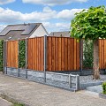 Tuinscherm Dronten, keruing hardhout, RVS-geschroefd, 21-planks (19+2) 180x180 cm