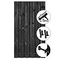 Tuindeur Privacy grenen geïmpregneerd en zwart gespoten met RVS inbouwslotset 90x195 cm