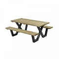 Picknicktafel geïmpregneerd, metalen frame, 180x160 cm