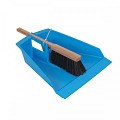 Bladerenblik - Met stoffer - Kunststof - Hout - Blauw