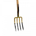 Spitvork - Professioneel - 4 tanden - Essenhouten steel - 85 centimeter