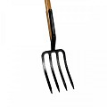 Spitvork - Professioneel - Vaste veer - 4 tanden - Essenhouten steel - 85 centimeter