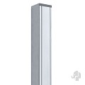 Aluminium paal 7x7x272 cm blank voor tuindeur (incl kap en houten kern)