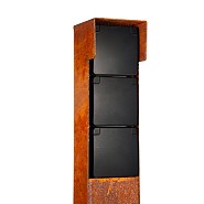 Tuinpaal - pro+ drievoudig met kabeldoos, afdekkap en installatiedraad cortenstaal