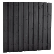 Naaldhout geschaafd plankenscherm 21-planks 15 mm, 180x180 cm, recht, geïmpregneerd en zwart gedompeld
