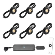 Set spots zwart, 6 stuks Inclusief trafo, afstandsbediening en kabel van 5 meter