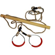 Trapeze hout/ringen in metaal 165 cm ø 12 cm