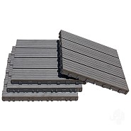 WPC-grijs FSC tuintegel 4L 11mm click 24x300x300mm groef 4st/set RVS bc