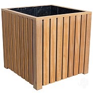 Elephant plantenbak Stripes Black hardhout FSC 500x500x500mm naturel/zwart incl folie binnenzijd>