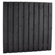 Naaldhout geschaafd plankenscherm 21-planks 15 mm, 180x90 cm, recht, geïmpregneerd en zwart gespoten.