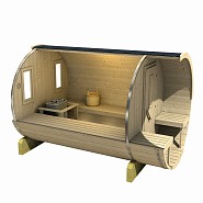 Saunabarrel van gemodificeerd hout dia. 1,9mtr lengte 2,5mtr  excl kachel + afvoer