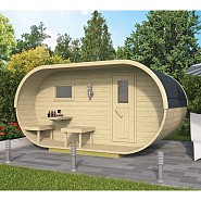 Oval sauna onbehandeld vuren 400x240 cm