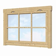 Uitzetraam+kozijn met roedes W2 enkel glas