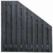 Tuinscherm Stuttgart verloop, zwart gespoten vuren, RVS-geschroefd, 21-planks (19+2) 180x180/90 cm