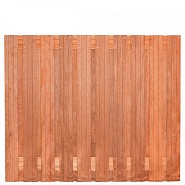 Tuinscherm Dronten, keruing hardhout, RVS-geschroefd, 21-planks (19+2) 180x150 cm