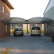Carport dubbele boog zonder tussenpaal