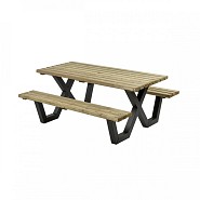 Picknicktafel geïmpregneerd, metalen frame, 180x160 cm
