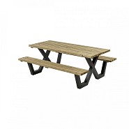 Picknicktafel geïmpregneerd, metalen frame, 200x160 cm