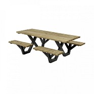 Picknicktafel geïmpregneerd, metalen frame, open instap