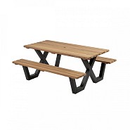Picknicktafel hardhout, metalen frame, 180x160 cm