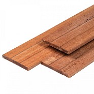 Keruing hardhout plank 1,5x14x275 cm kunstmatig gedroogd, geschaafd, 1 zijde 2 V-groeven, 4 ronde hoeken