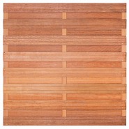 Tuinscherm Bronkhorst, keruing hardhout, RVS-geschroefd, horizontaal, 18-planks (15+3) 180x180 cm