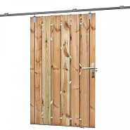 Tuindeur schuifsysteem grenen groen geïmpregneerd H195x130 cm