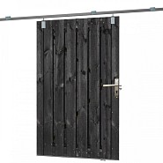 Tuindeur schuifsysteem grenen geïmpregneerd en zwart gespoten H195x130 cm