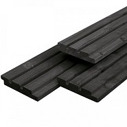 Midden-Europees vuren tripleprofiel, zwart gespoten, gedroogd 2,2x14x400 cm