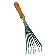 Handbladharkje - 9 tanden - Verzinkt staal - Essenhouten handvat