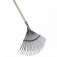 Gazonhark - Verzinkt - Platte tanden - Essenhouten steel - 150 cm