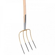 Mestvork - 4 tanden - Essenhouten steel - 85 centimeter - FSC 100%