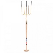 Mestvork - 5 tanden - Essenhouten steel - 85 centimeter