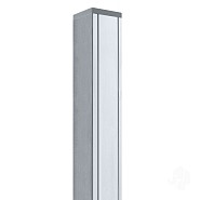 Aluminium paal 7x7x272 cm blank voor tuindeur (incl kap en houten kern)