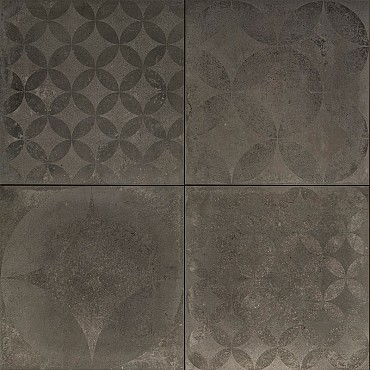 Keramische tuintegel GSB Ceramic Plus Versailles Decor Dark Grey 60x60x4