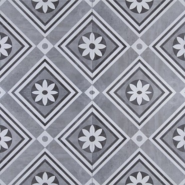 Keramische buitentegel GeoCeramica® 60x60x4 cm Concreet Flower dec
