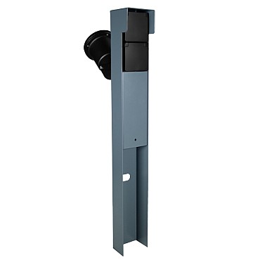 Tuinpaal - pro+ tweevoudig met spot, kabeldoos, afdekkap en installatiedraad grijs