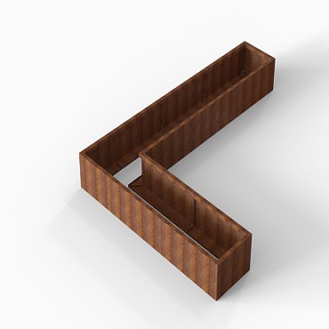 Bloembak Module+ L-vorm 60x330x240x42 cm Corten